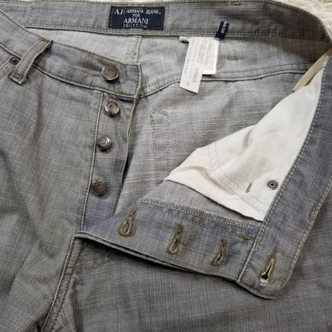 お気に入りの ARMANI JEANSウォッシュ加工ストレートジーンズ34イタリア製グレー パンツ