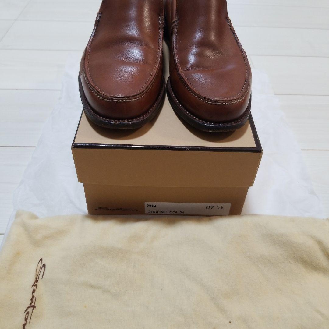トイプードル様　Santoni ブラウンレザー ローファー 07 1/2