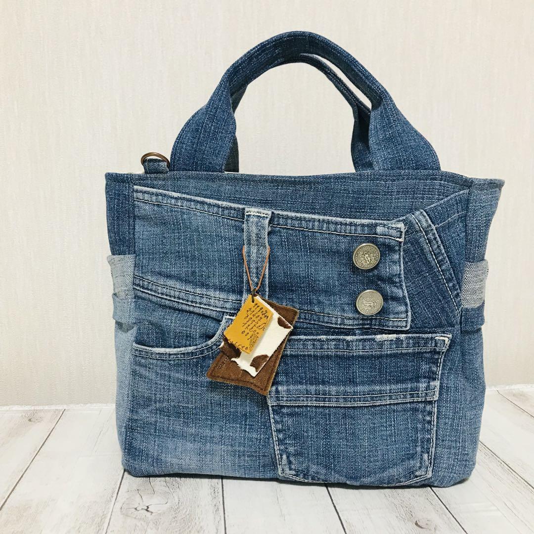 ☆トートバッグ☆デニムリメイク☆帆布☆ハンドメイド - メルカリ