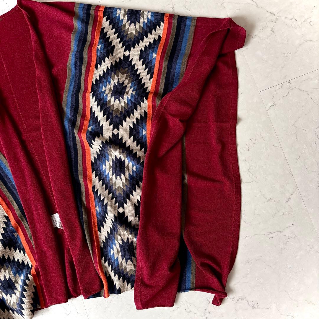 美品 ドゥーズィエムクラス 綿麻 チマヨ柄 ネイティブ柄 ポンチョ カーディガン