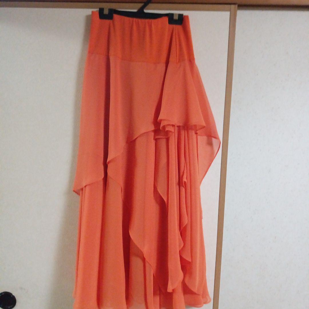 専用^_^新品未使用^_^社交ダンスオレンジ シフォン レッスンウェア
