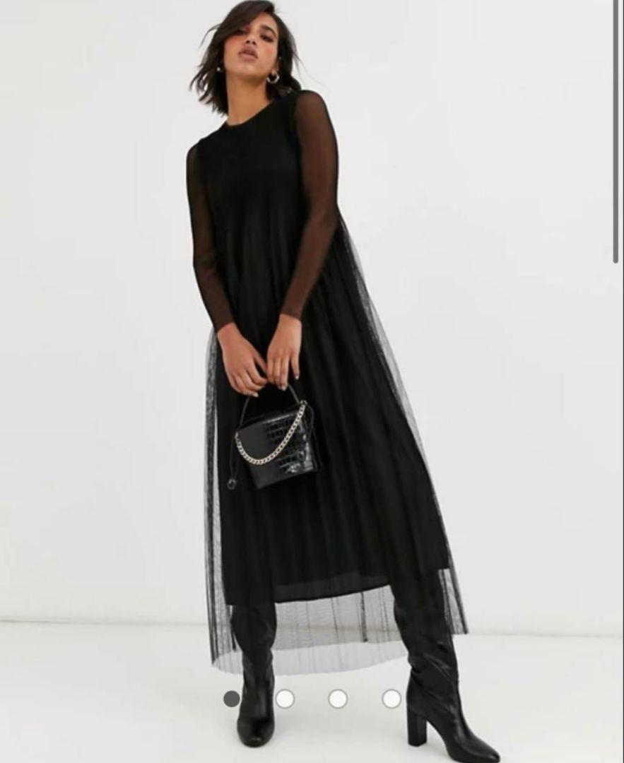 美品長身さん向けASOS Y.A.Sプリーツチュールワンピース