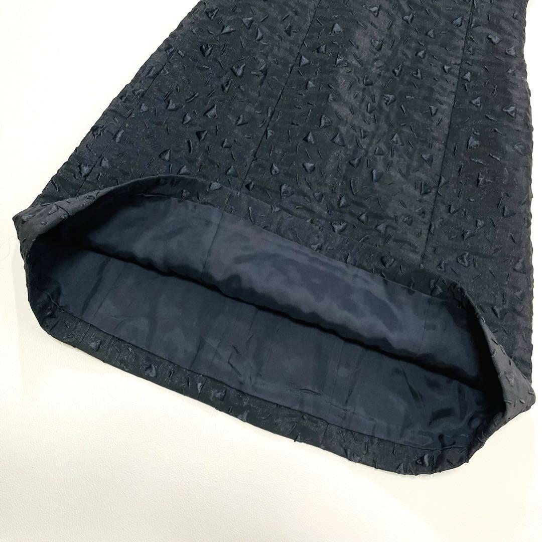 6088 【美品】ルネ 半袖ワンピース ひざ丈 シルクTISSUE XS 黒