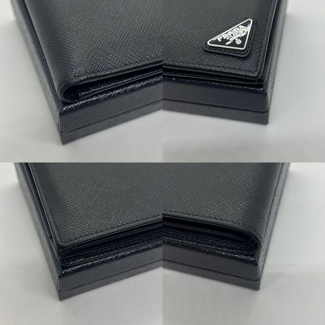 【新品同様/付属品完備/現行】プラダ 二つ折り財布 サフィアーノレザー 三角ロゴ