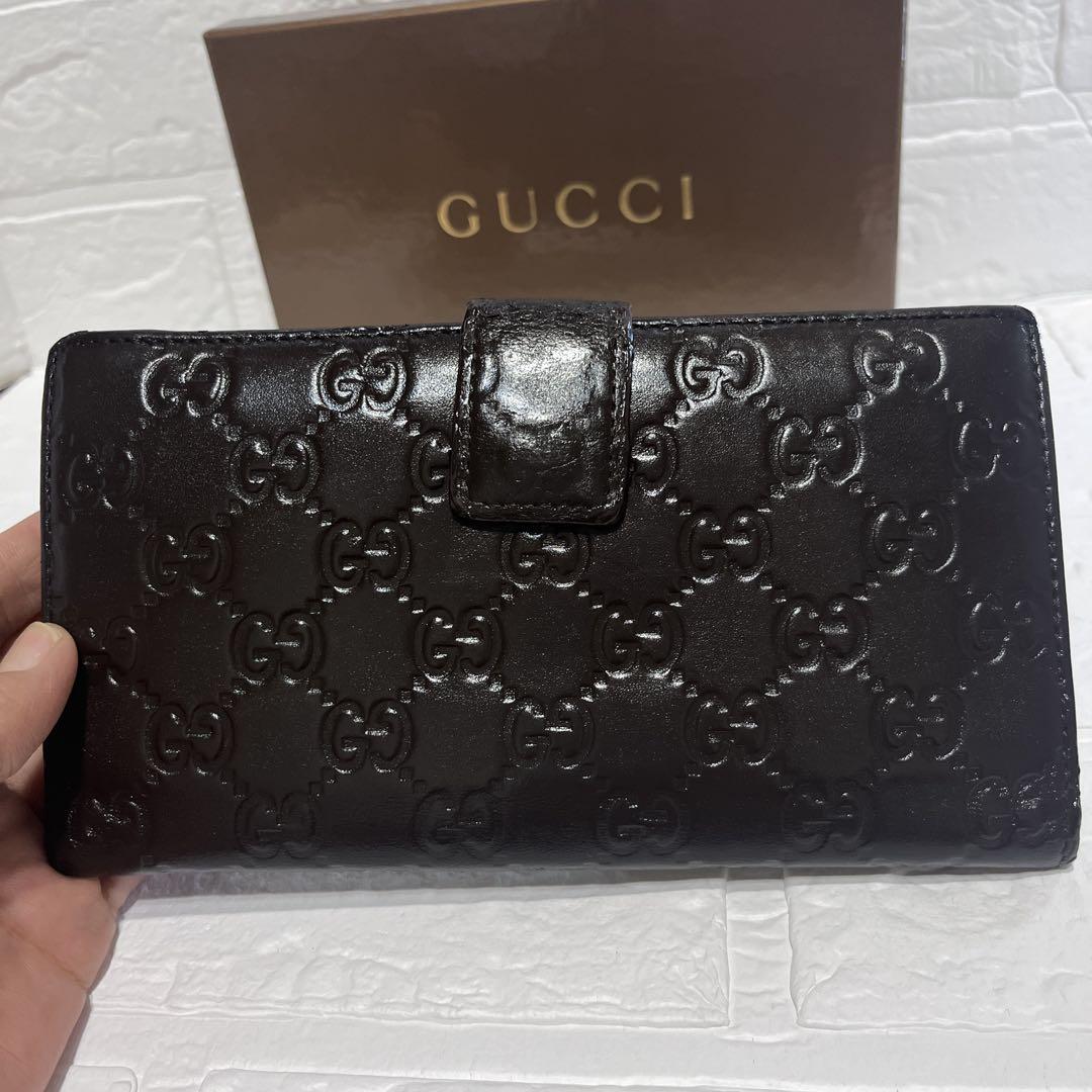 GUCCI✨プリンシー　長財布　ダークブラウン　リボン　シマ　レディース