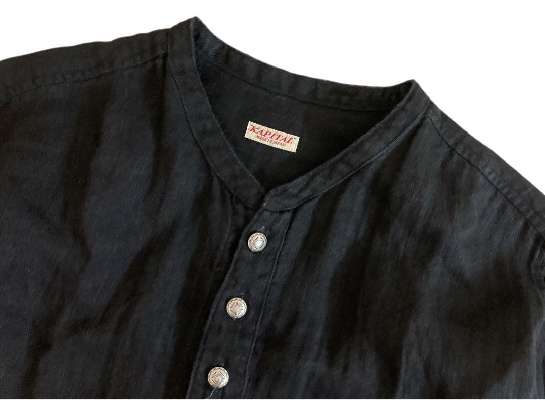 KAPITAL キャピタル ガーゼ リネン ヘリンボン スタンドペニー シャツ