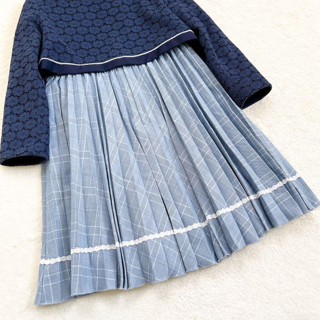 ELLE EN NOIR 女の子 セレモニードレス プリーツ 紺 ブルー 120