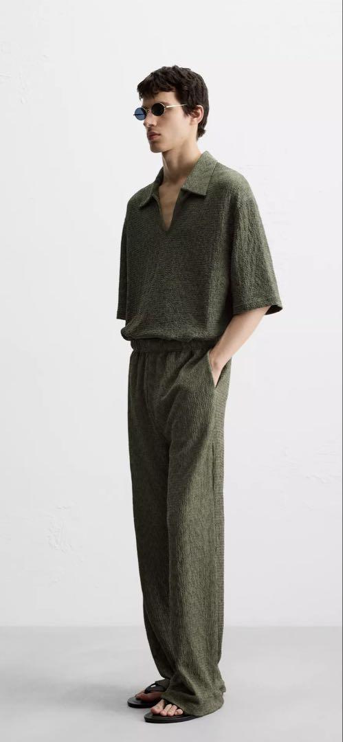 ZARA テクスチャードストラクチャーパンツ　L