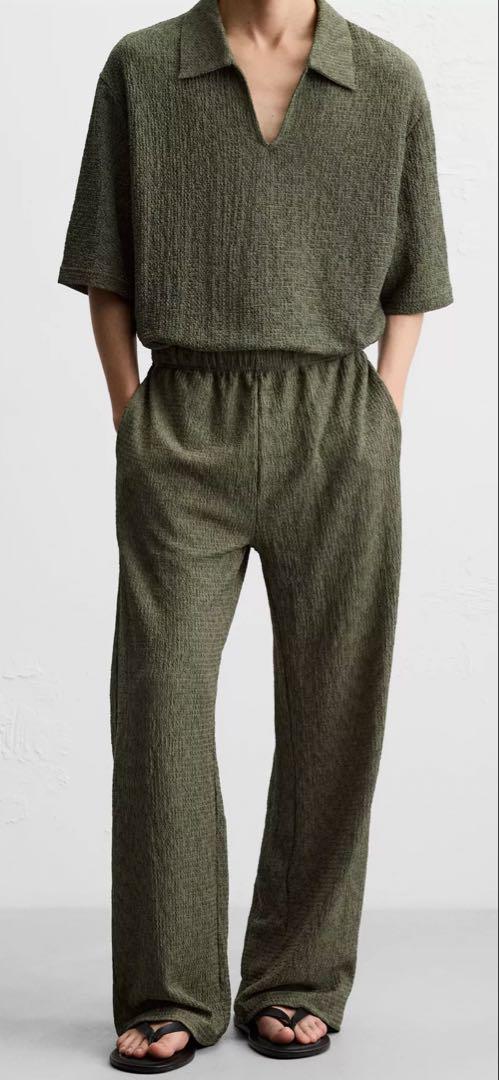 ZARA テクスチャードストラクチャーパンツ　L