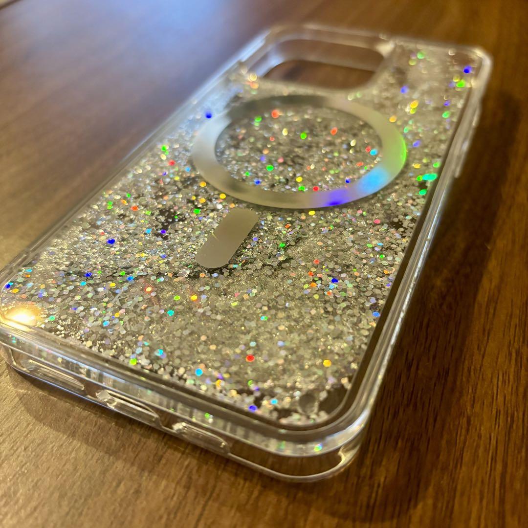 kate spade】 iPhone15ProMaxケース オパールグリッター