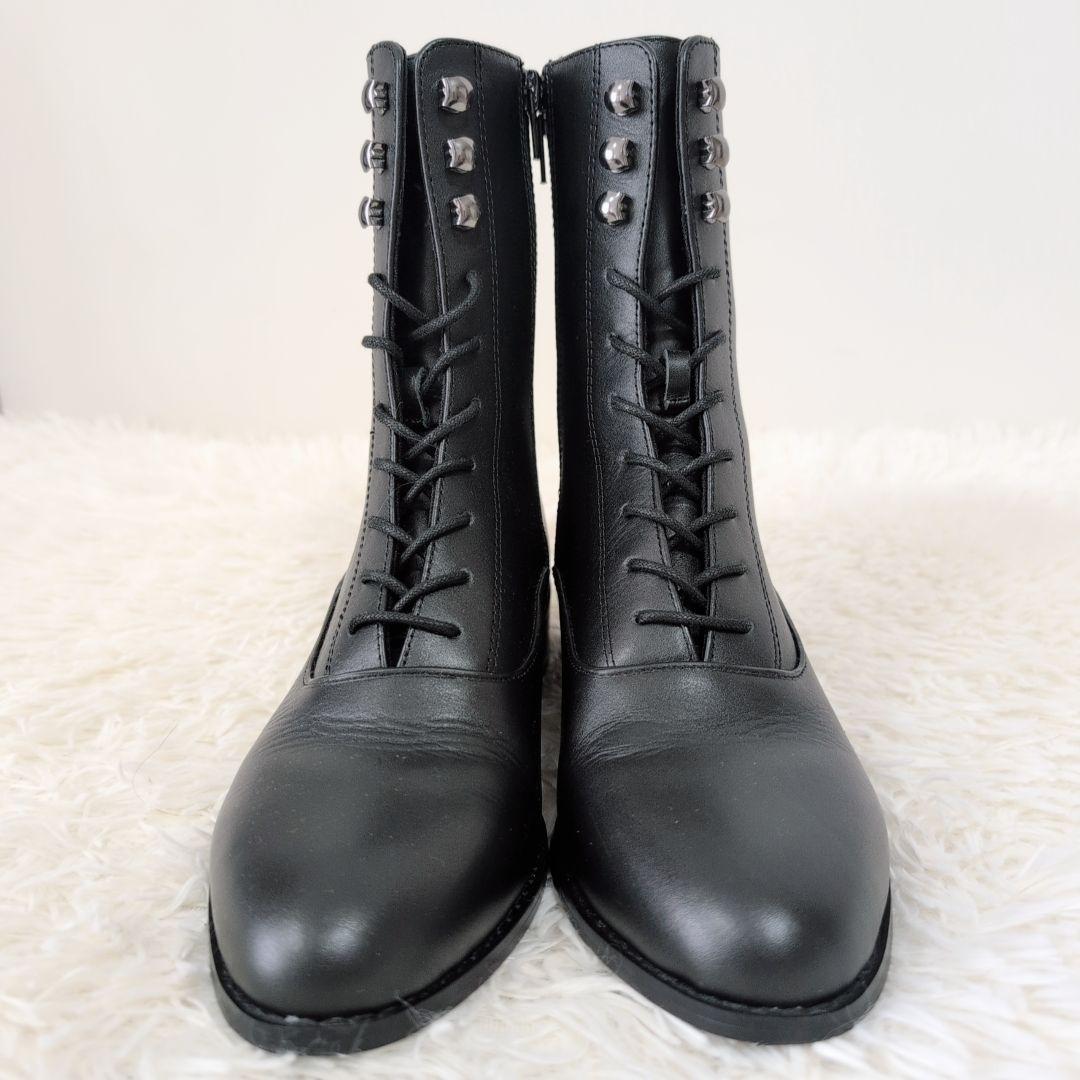 【美品】ルーニィ レースアップブーツ サイドジップ ブラック 24.0cm 【美品】ルーニィ レースアップブーツ サイドジップ ブラック 24.0cm