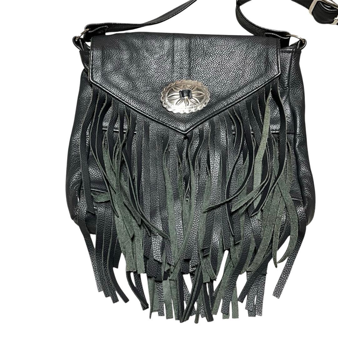 vintage ウエスタン フリンジ デザイン ショルダー バッグ コンチョ