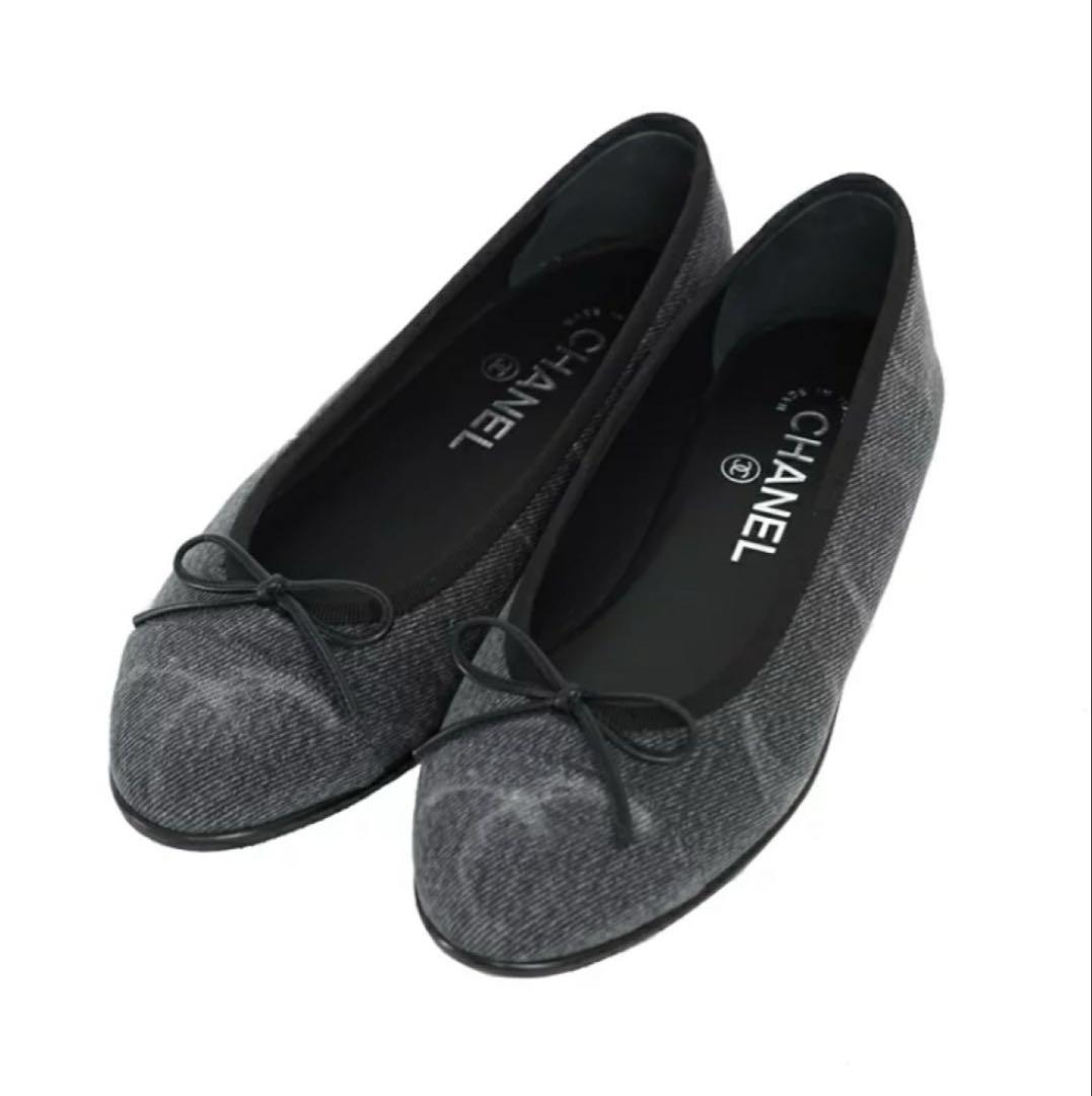 CHANEL デニム フラットシューズ CHANEL デニム バレエシューズ 新品 - メルカリ