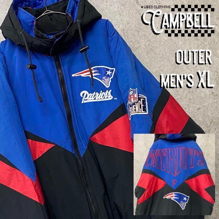 【希少XL☆EURO輸入90s】NFLペイトリオッツ 両面刺繍ナイロンジャケット