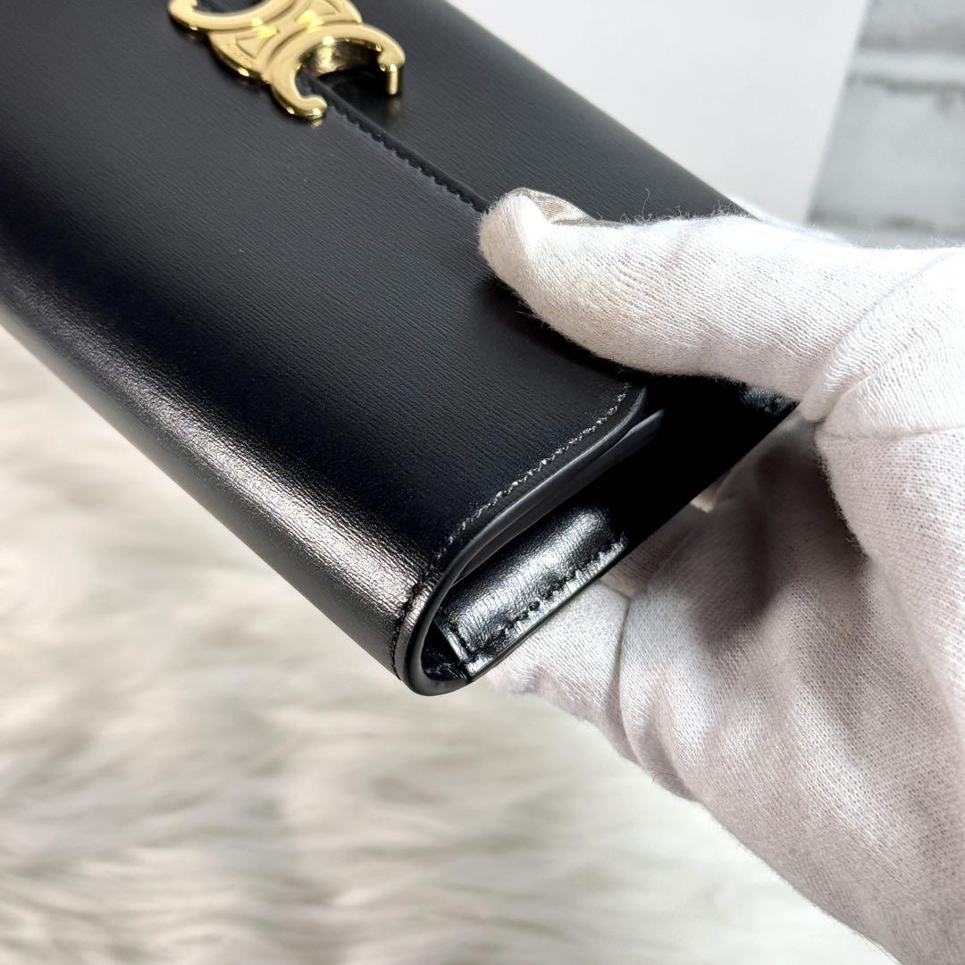 未使用 CELINE トリオンフ 長財布 ラージウォレット カーフ ブラック 黒