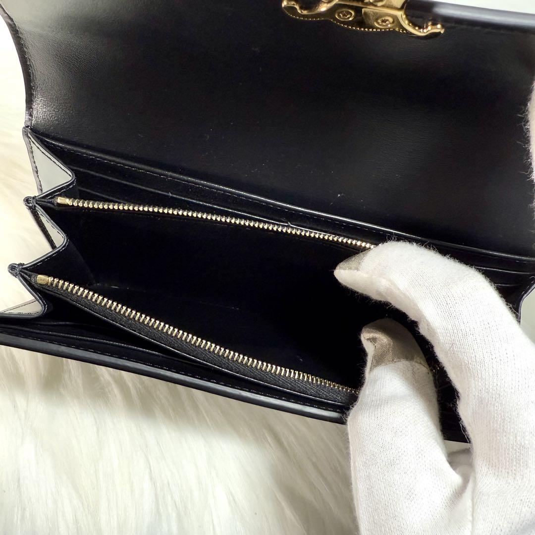 未使用 CELINE トリオンフ 長財布 ラージウォレット カーフ ブラック 黒