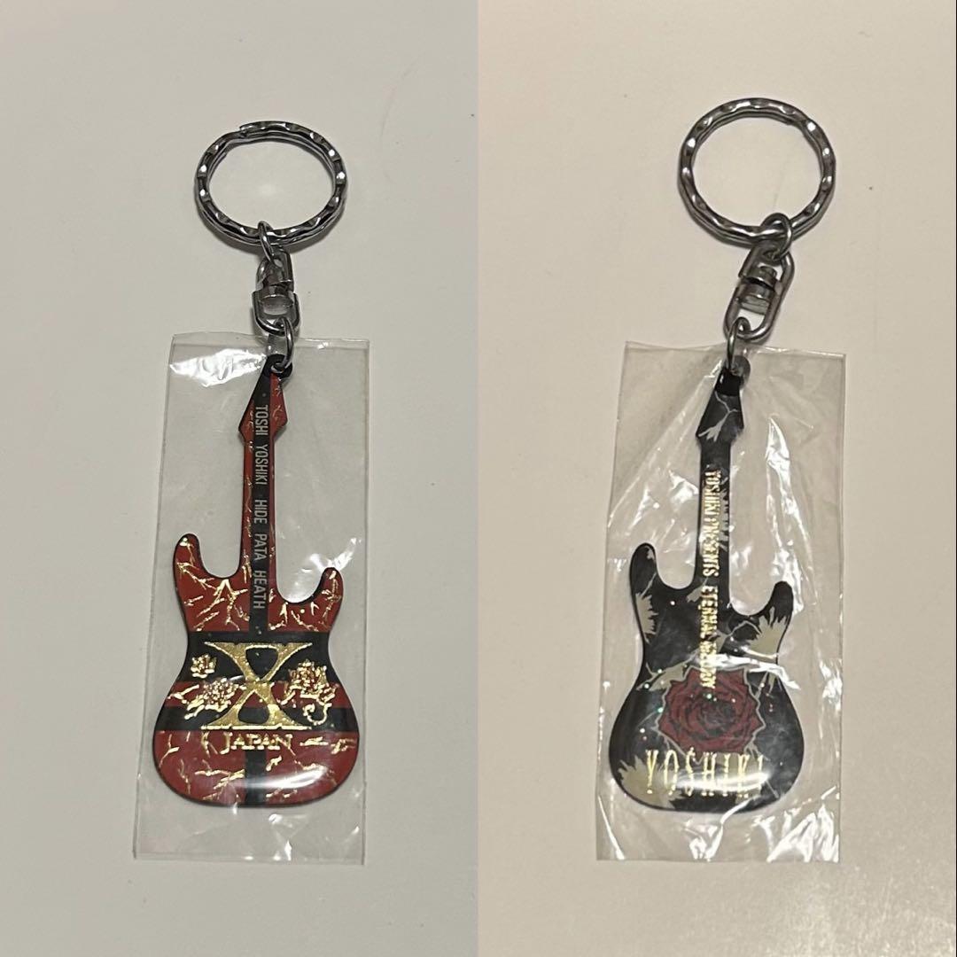 x japan ギター型キーホルダー 赤黒 YOSHIKI 2個セット