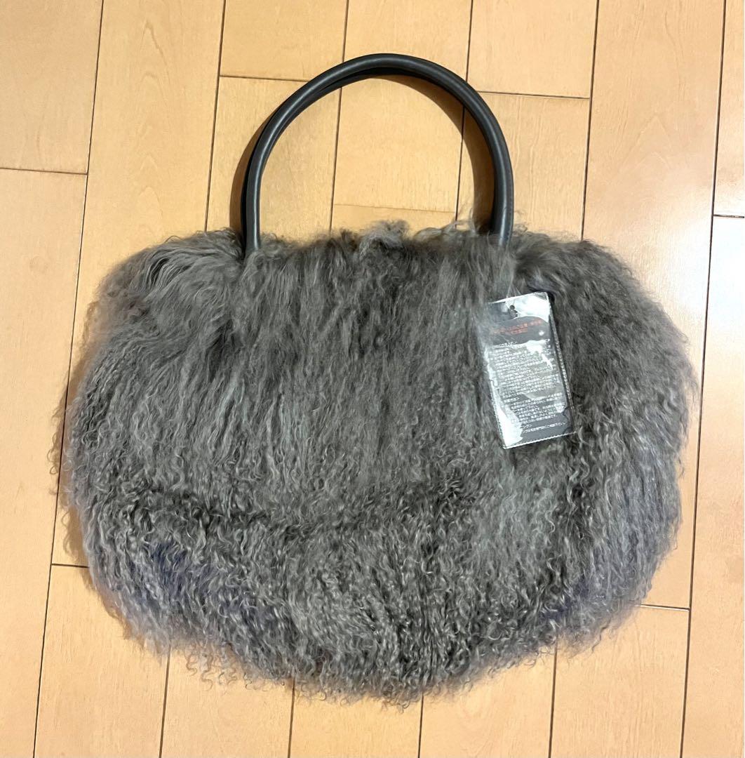 【新品】グレー チベットラム ファー バッグ From first Musse