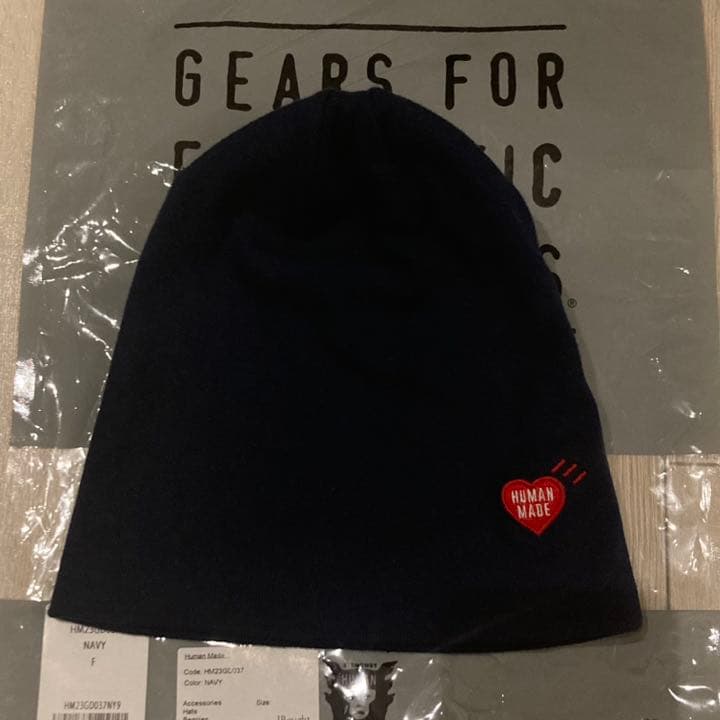 見事な創造力 HUMAN MADE ネイビー ハートロゴ ビーニー ニット