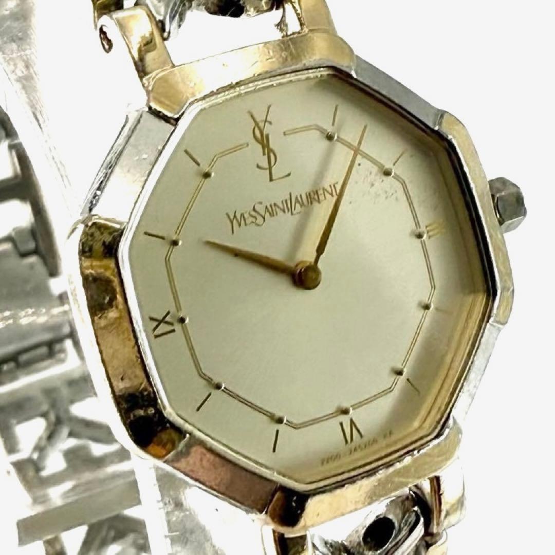 【稼動】 イヴサンローラン 腕時計 ゴールド　シルバー　レディース