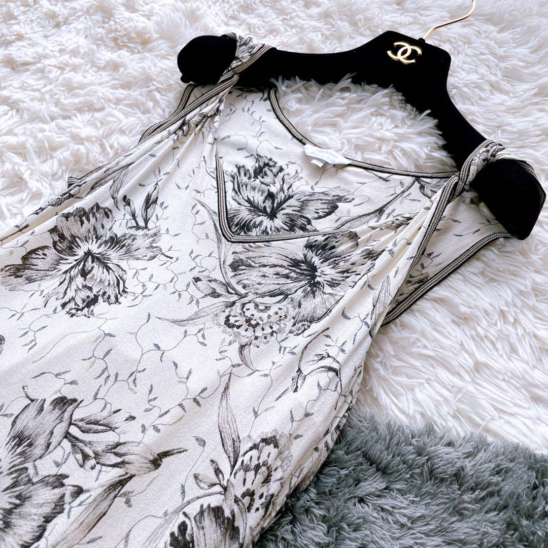 極美品✨マックスマーラ Malia モノグラム ワンピース 40 白タグ 白タグ✨MaxMara マックスマーラ マキシ丈ワンピース 花柄 42 XL