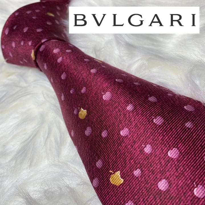 極美品】 BVLGARI ブルガリ ネクタイ ワインレッド ボルドー イタリア