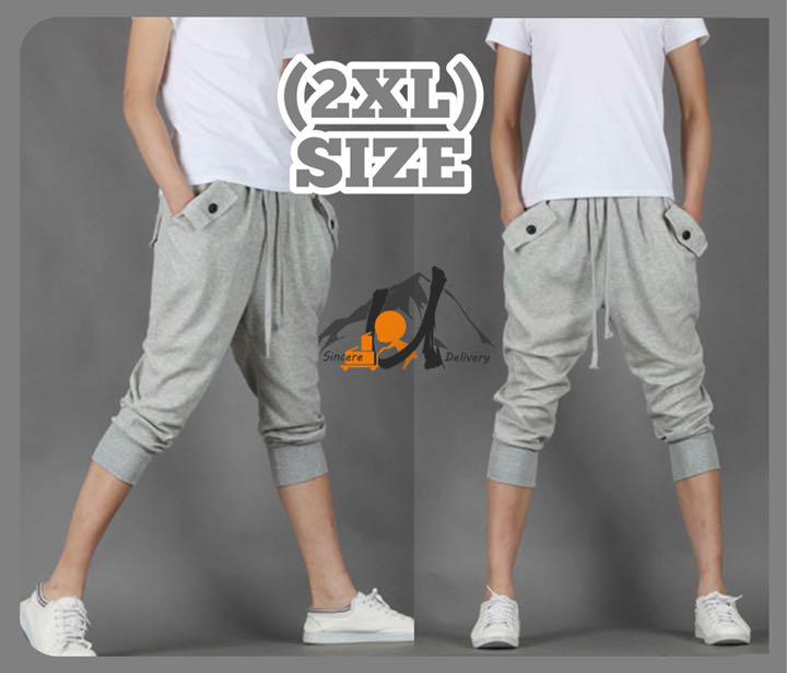 ハーフパンツ スウェット 2XL メンズ 7分丈 夏 グレー アウトドア 紐付き