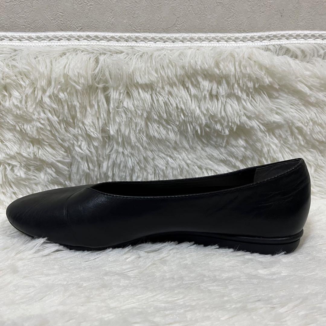 未使用級✨　あしながおじさん　フラットパンプス　レザー　パンプス　ブラック　黒
