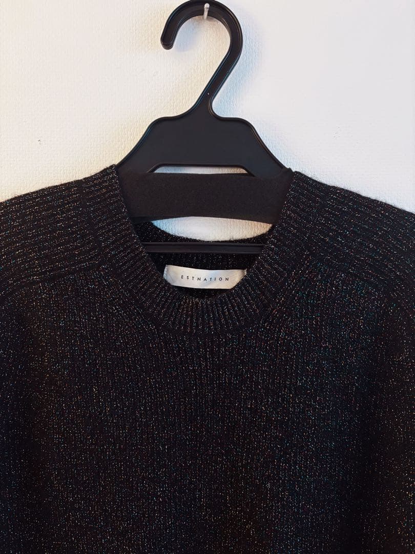 ESTNATIONニットウール混 ラメ 黒 SIZE ESTNATION