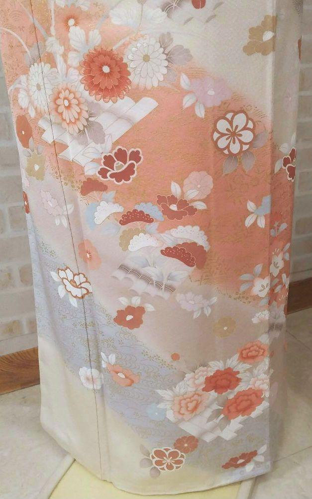 訪問着4点フルセット、着物、袋帯、帯締め、帯揚げ