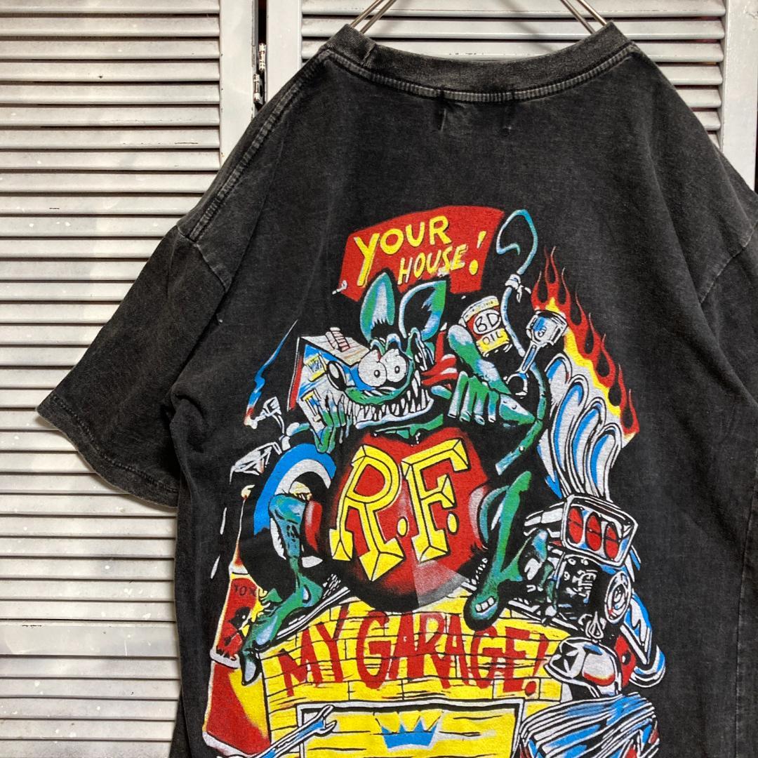 mm] BFAO キャラ Tシャツ 古着 USA製 黒 ラットフィンク RAT