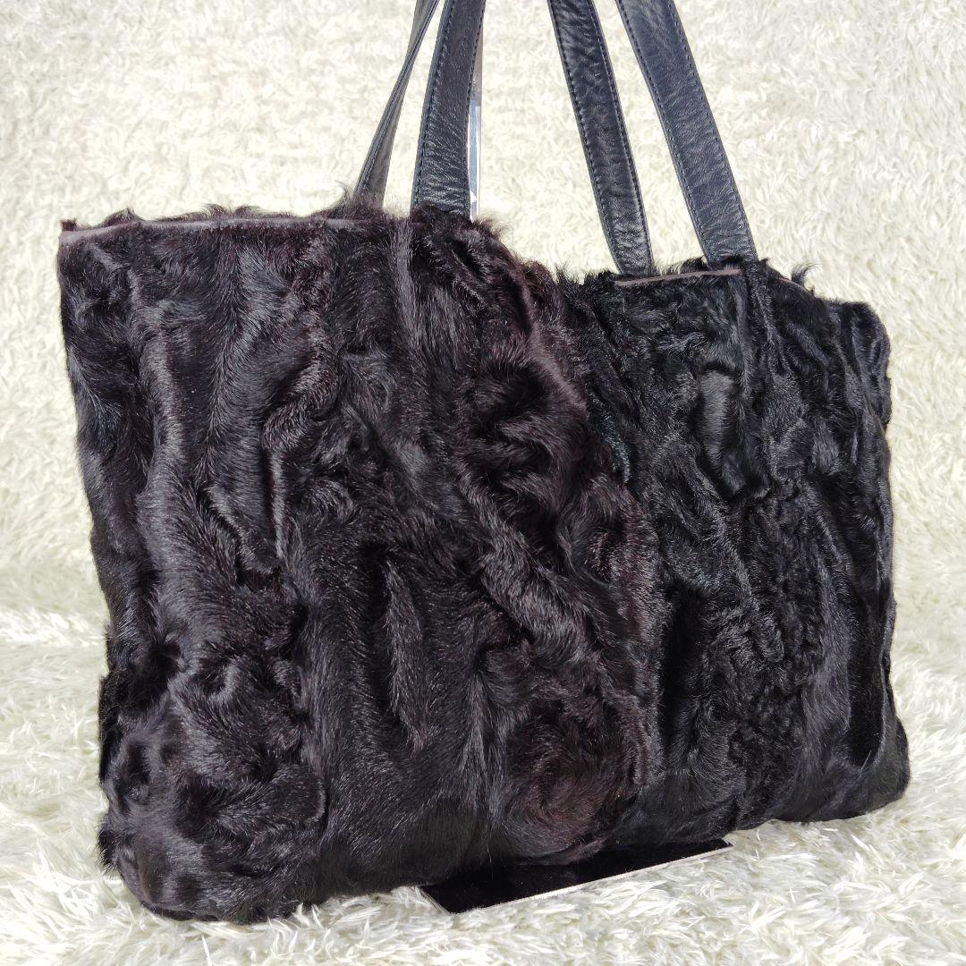 美品✨ロエベ リアルファー トートバッグ ブラック ハラコ 希少  A4可