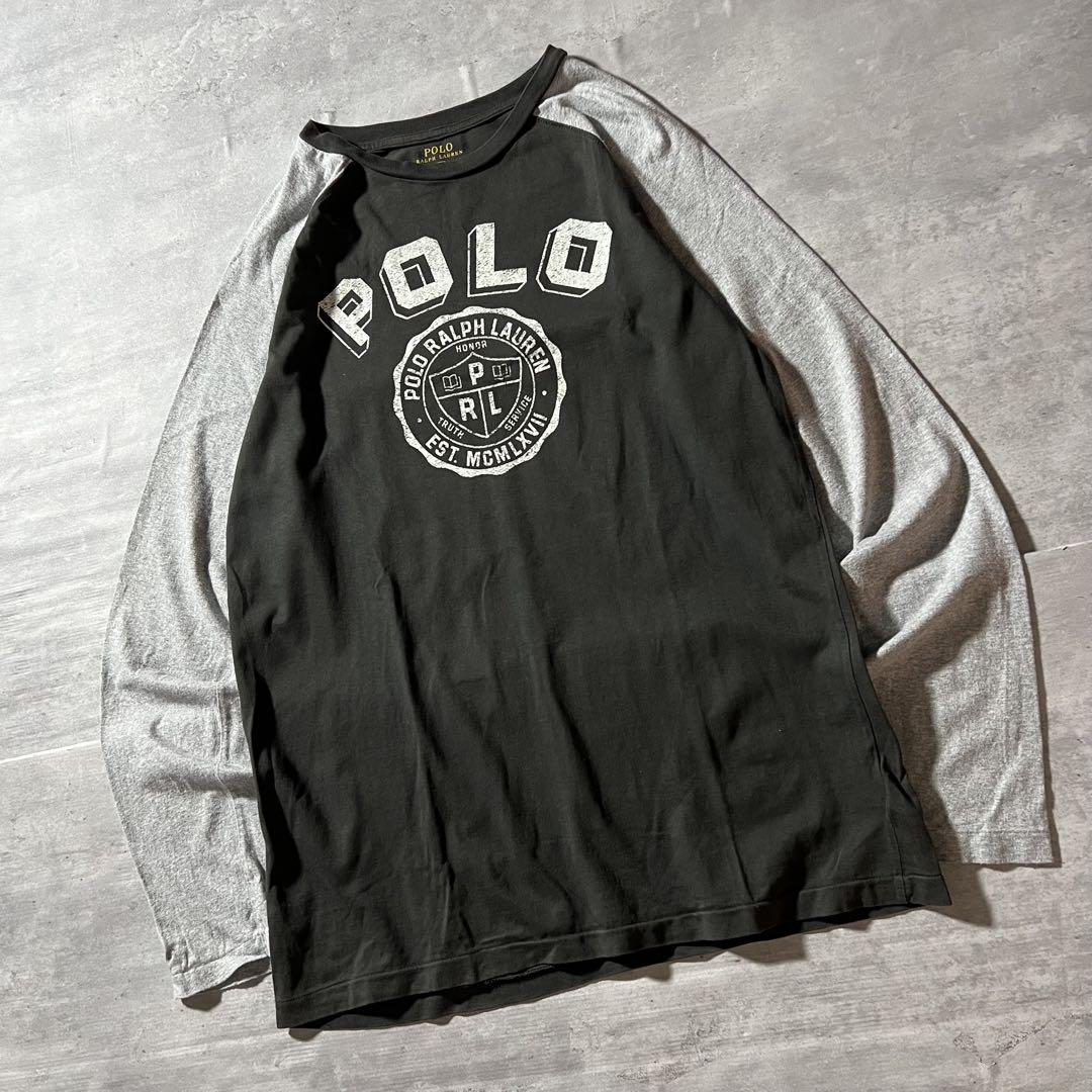 【オールシーズン使える1枚】ラルフローレン古着ラグラン長袖Tシャツバイカラー