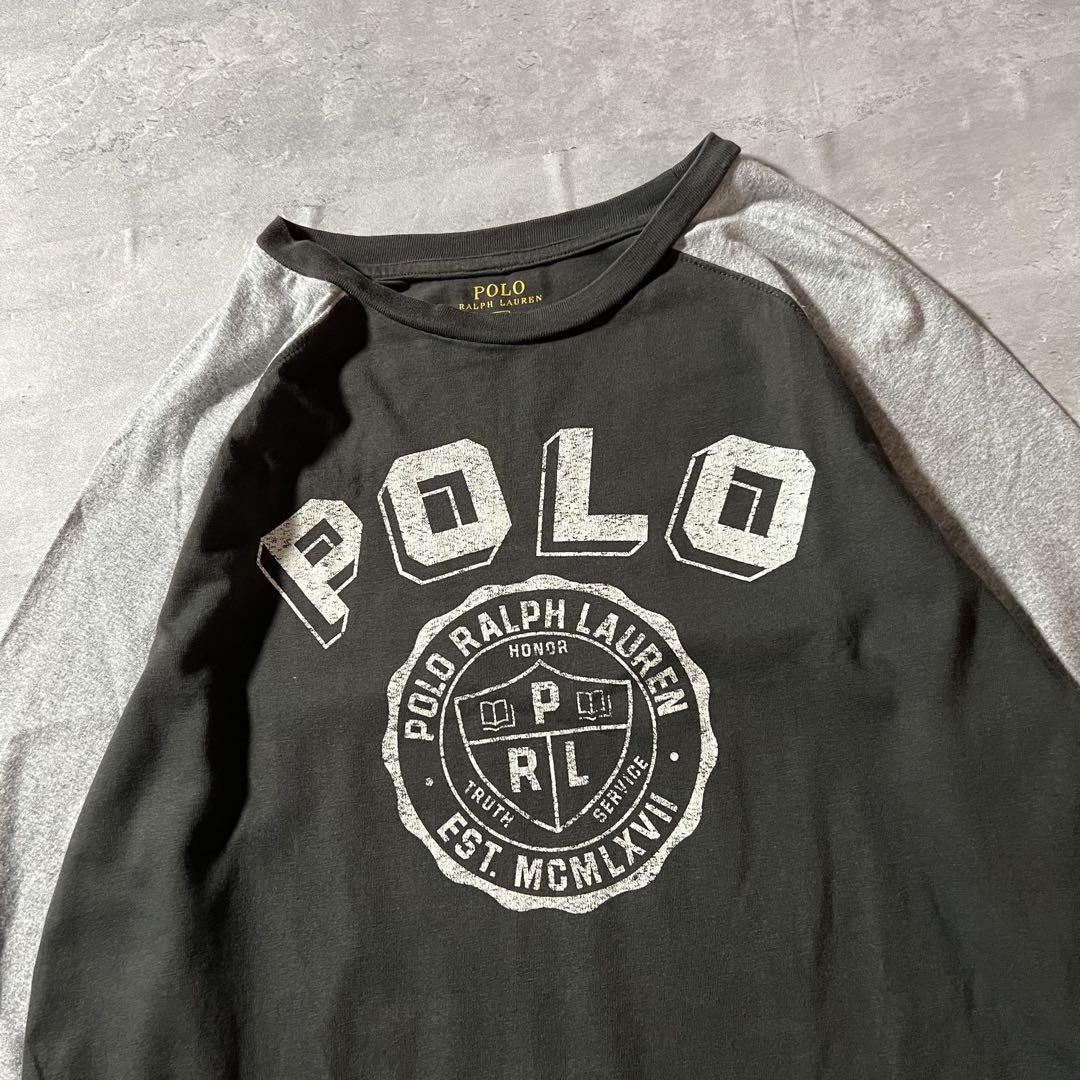 【オールシーズン使える1枚】ラルフローレン古着ラグラン長袖Tシャツバイカラー