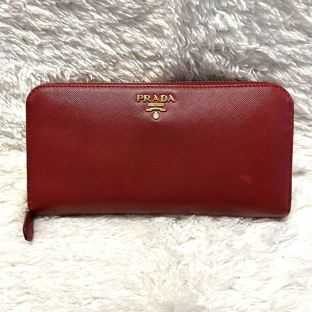 人気箱付き✨プラダ 長財布 ラウンドジップ サフィアーノレザー 赤