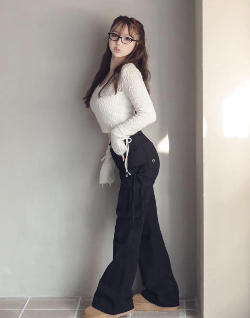 パンツ andmary Heart point cargo pants black S