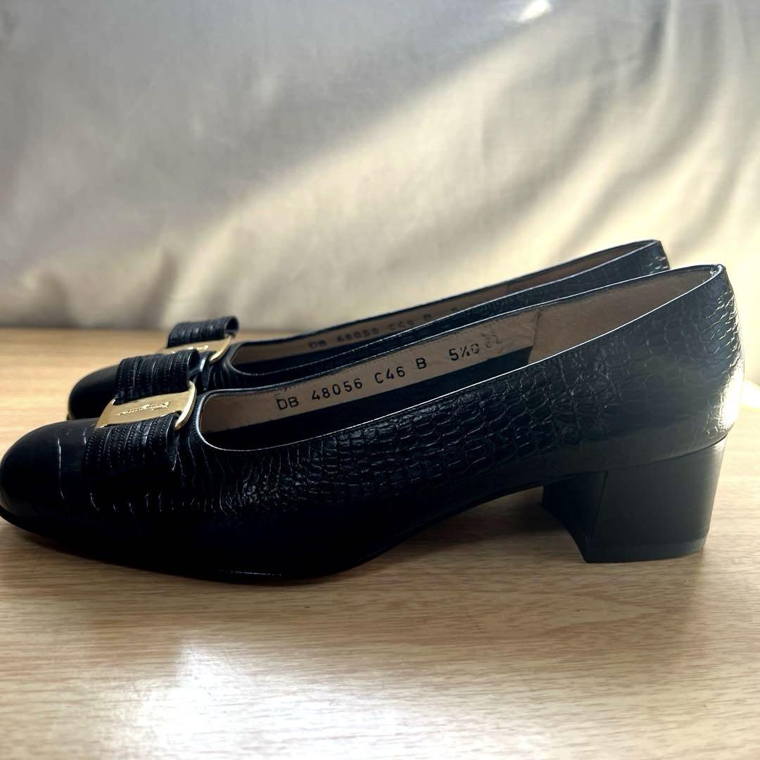注目のブランド Ferragamo フェラガモ パンプス リザードヴァラ クロコ型押し 靴