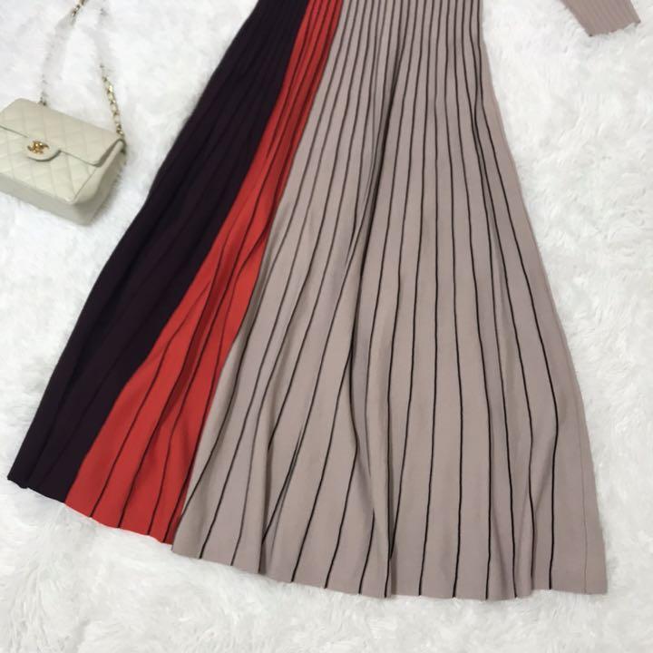 100%新品格安 ダイアグラム 配色プリーツニットワンピース サイズ36 sxiEY-m74242052198 沢尻エリカさん着用 人気SALEお買い得