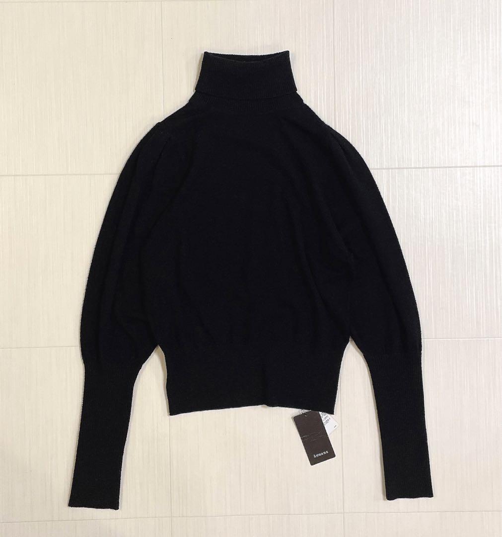 【未使用タグ付き】anuans カシミヤブレンドパフスリーブニットプルオーバー
