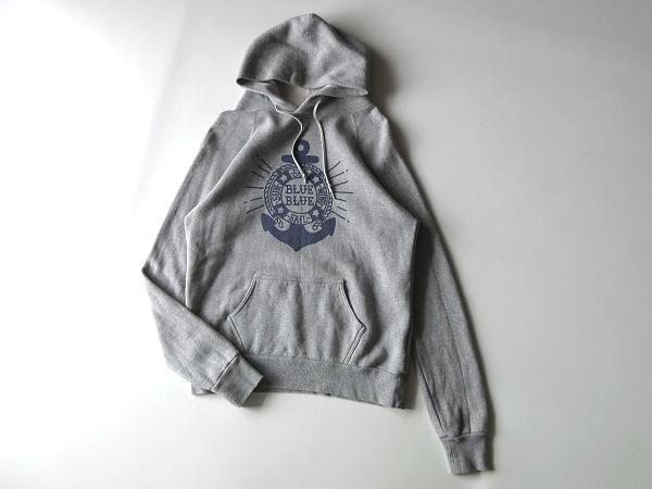 BLUE BLUE アンカーロゴプリント スウェットパーカー 2/M グレー