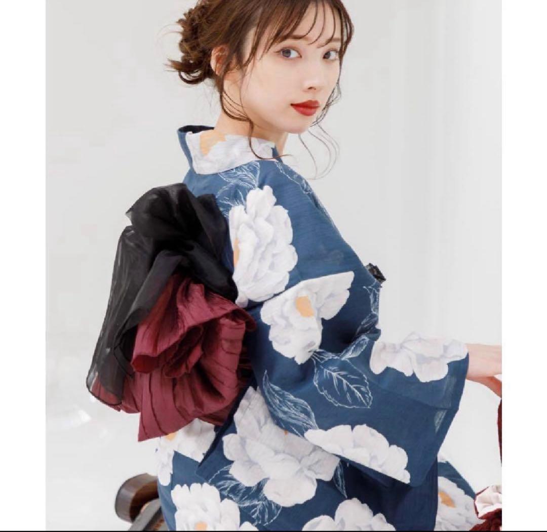 送料無料!! Ditaディータ オトナ浴衣 5点セット 涼風の藍紺牡丹DITA 頑張る