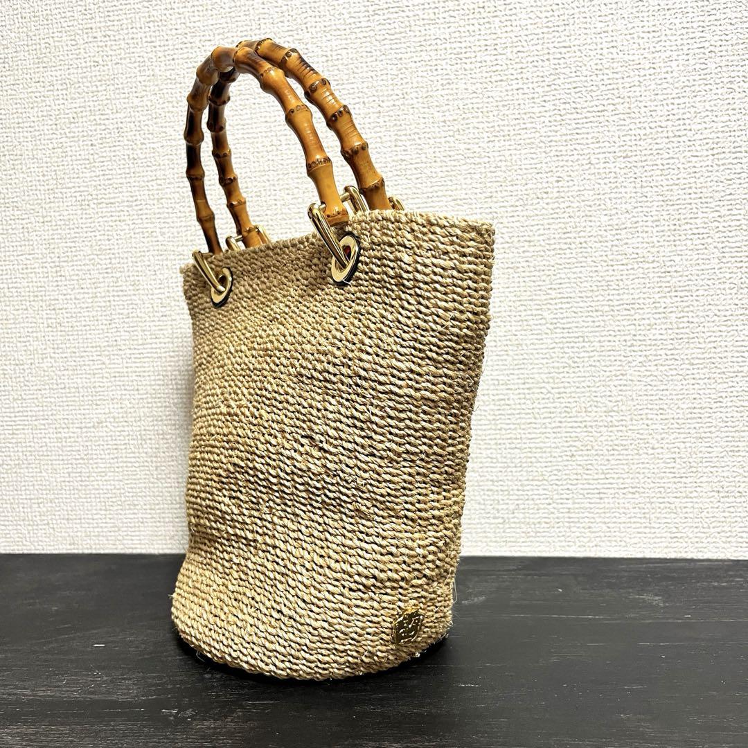 《VIOLAd'ORO》ラフィア かごバッグ バンブー ハンドバッグ