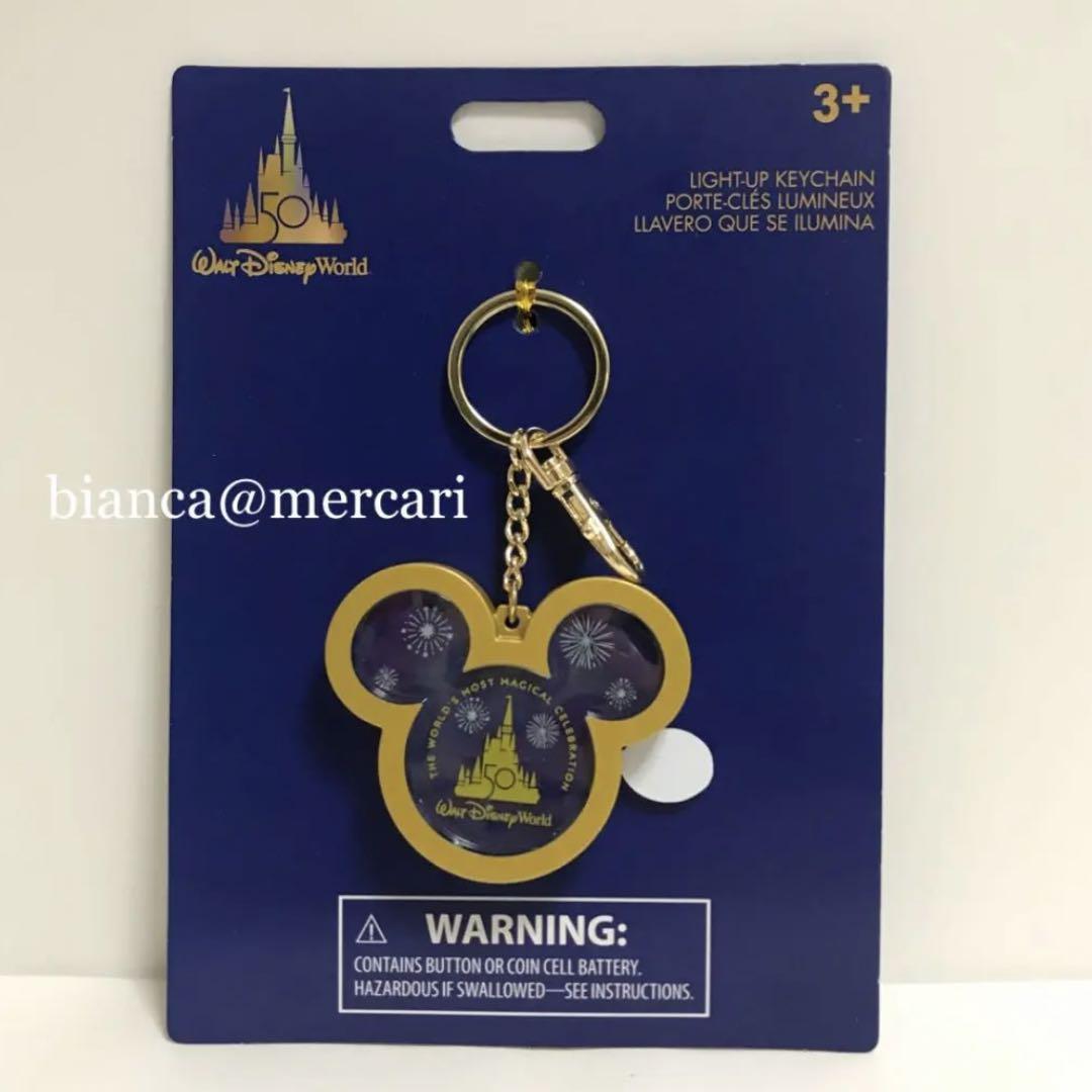 【WDW50周年限定】ライトアップキーホルダー WDW 50周年 ミッキー アイコン キーホルダー キーチェーン