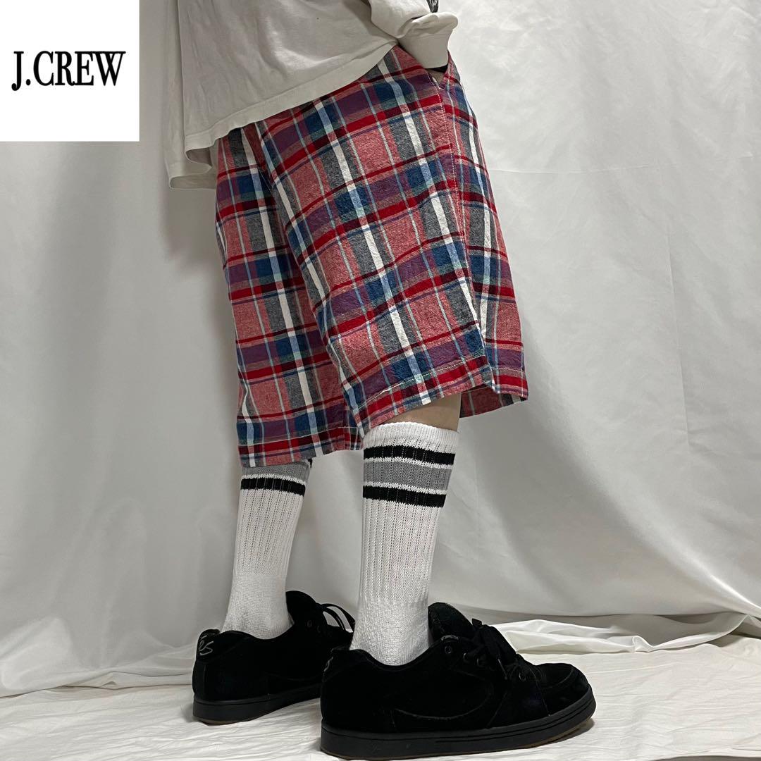 00s J.CREW リネン マドラスチェック バギーパンツ ショーツ