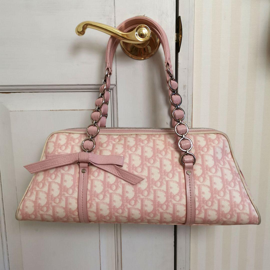 正規品】美品 クリスチャン ディオール ショルダーバッグ ピンク