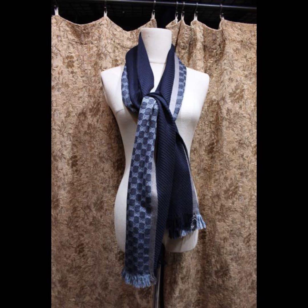 新品✨GUCCIマフラー グッチマフラー イケメン ネイビー アイス
