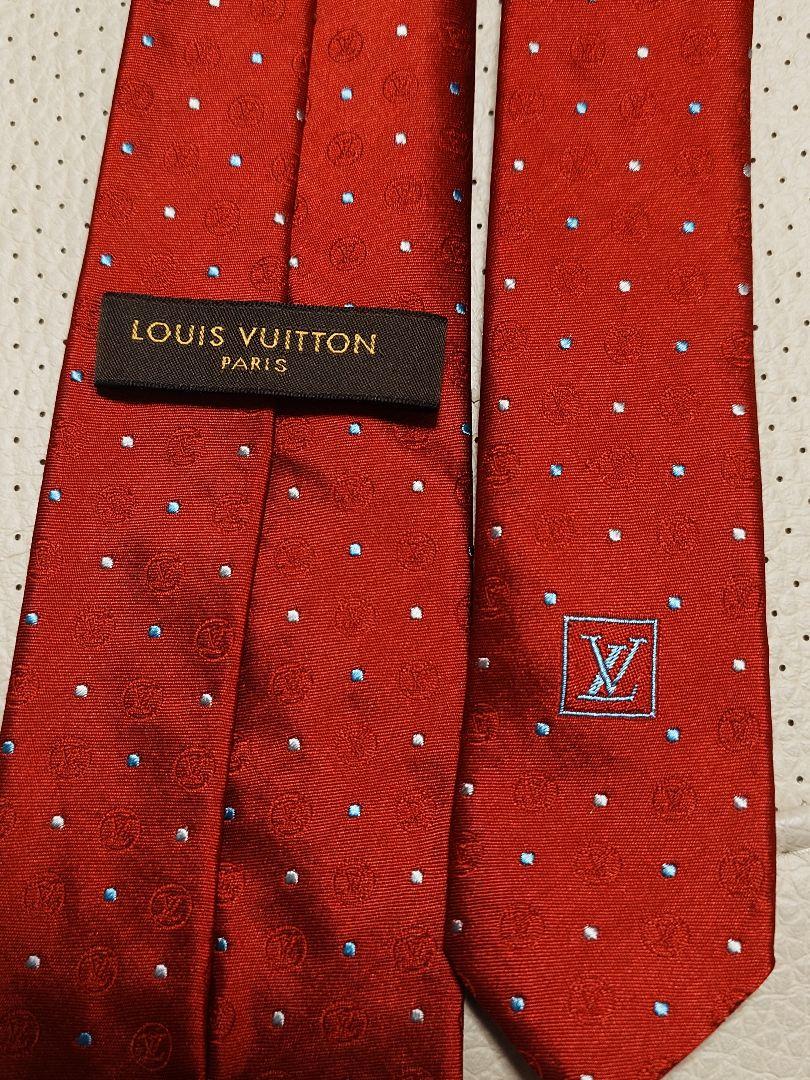 LOUISVUITTON 赤 ドット柄 ネクタイ 剣先8cm幅 - メルカリ