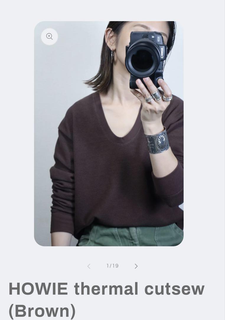 howieclothing サーマルVネックカットソー ブラウン