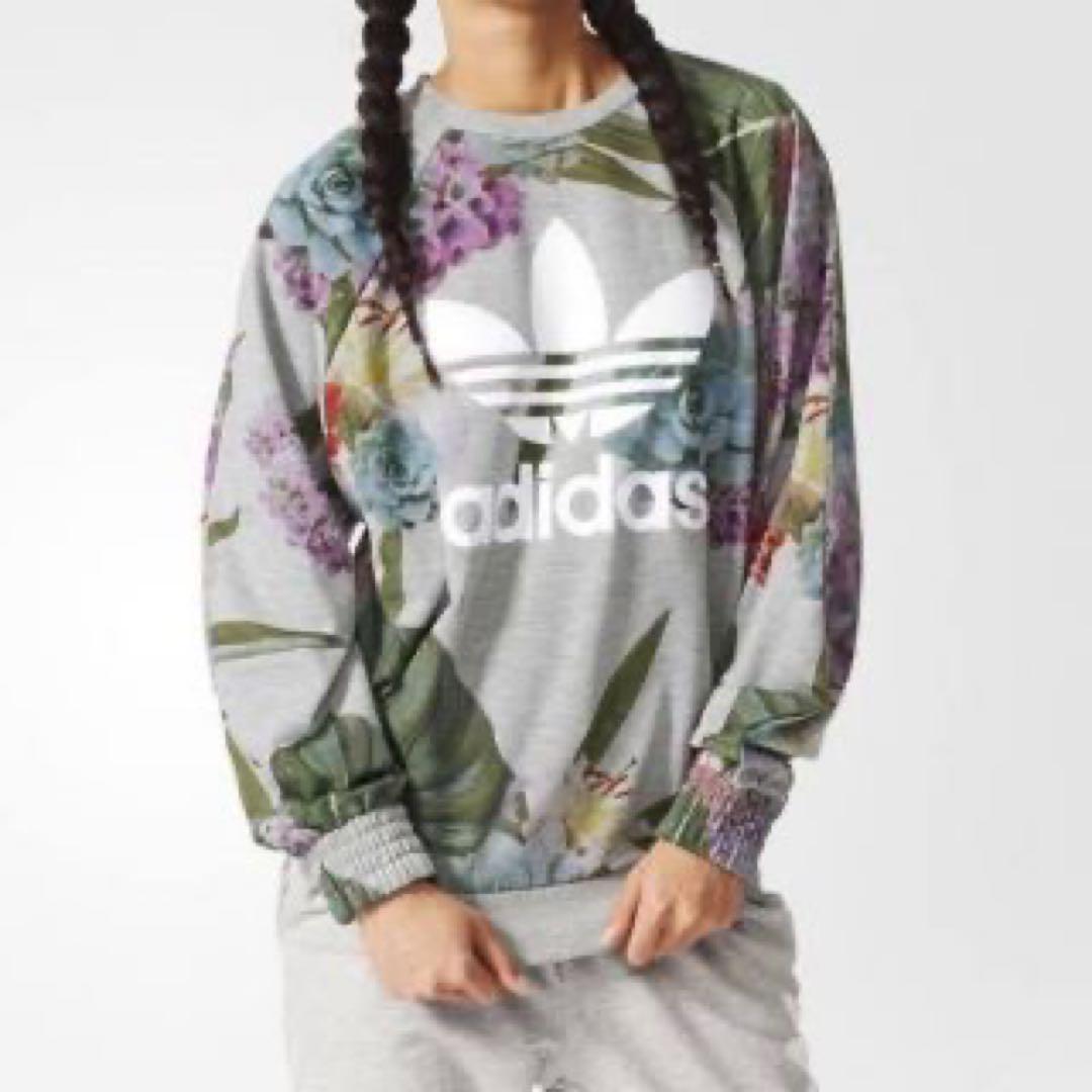 adidasoriginals 紫陽花柄 花柄パーカー スエット