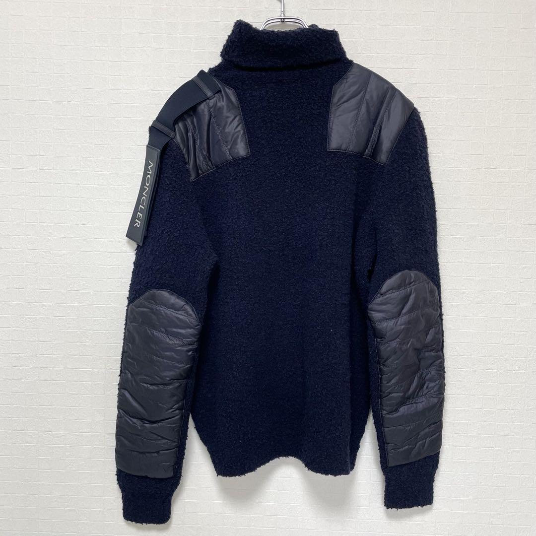 【美品 カシミヤ混】モンクレール タートルネック ニット ダウン ネイビー M